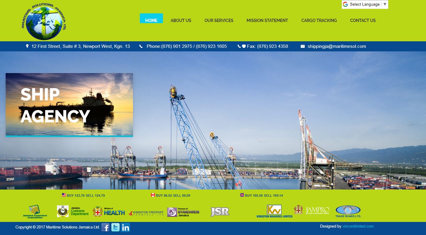Maritime Solutions Limited Jamaica Website image